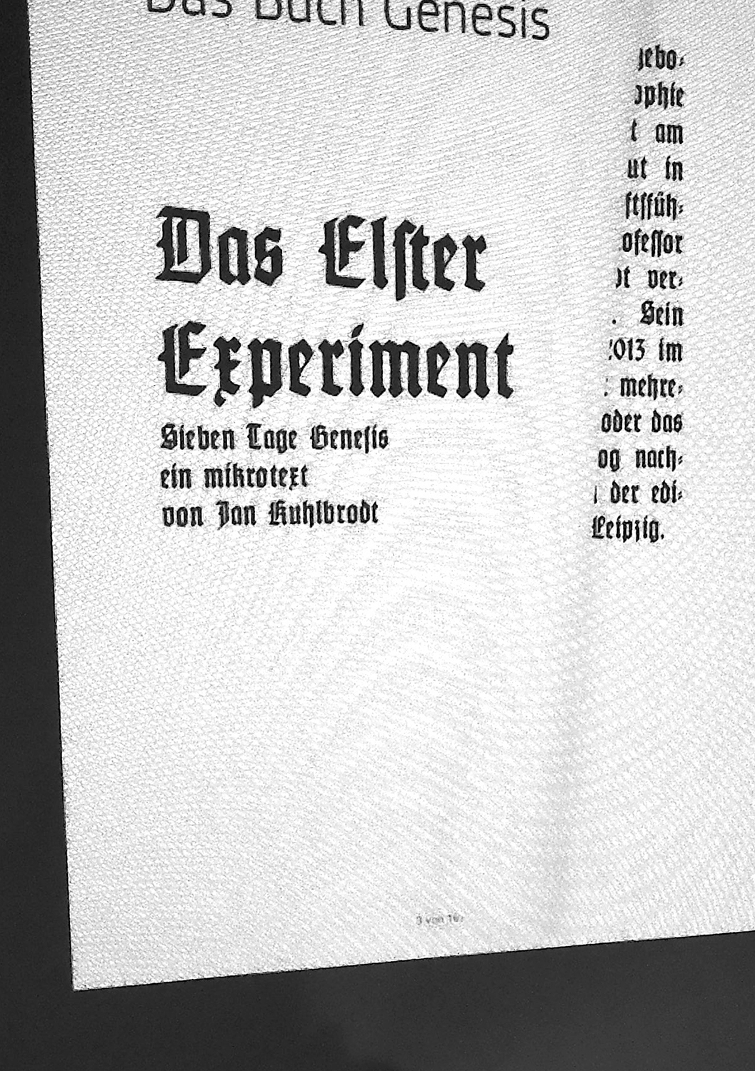 Das Elster Experiment Genesis Bibel E-book Buchgestaltung editorial design Typographie